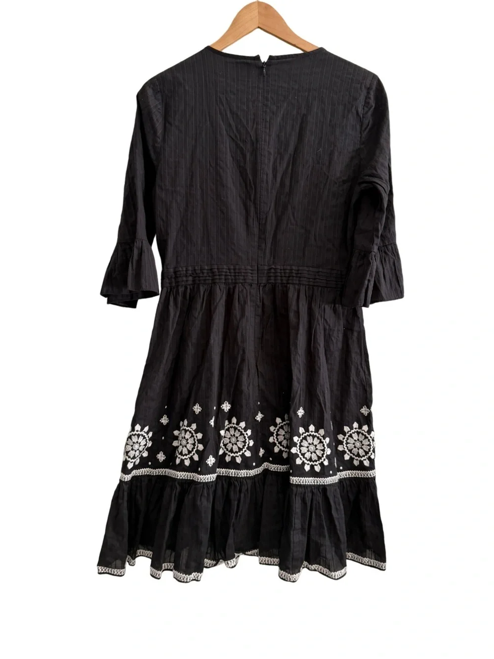 Kate Spade New York Broome Street Ruffle Topline Embroidered Dress Black Medium
